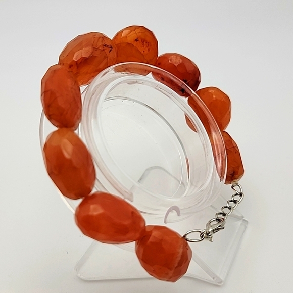 Orange Carnelian Amazing Cut 335.00 Cts Chunky Beaded Natural Gemstone Bracelet - Picture 4 of 10